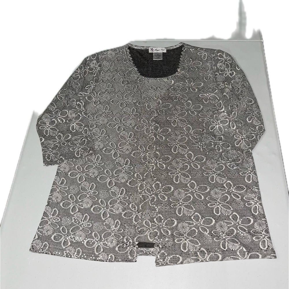 💜 Vintage Maggie Sweet Floral Sequins Blouse
